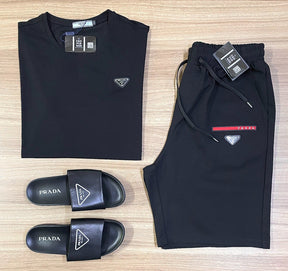 Conjunto Grife - Balenciaga (Promoção Esquenta Black Friday) [CAMISA + BERMUDA + BONÉ + CHINELO