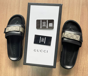 Conjunto de Grife Gucci All Black  (Promoção Esquenta Black Friday) [CAMISA + BERMUDA + CHINELO])