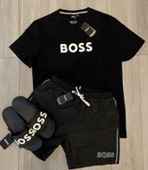 KIT HUGO BOSS ALL BLACK ( CAMISA+SHORT+CHINELO) PROMO ESQUENTA BLACK FRIDAY