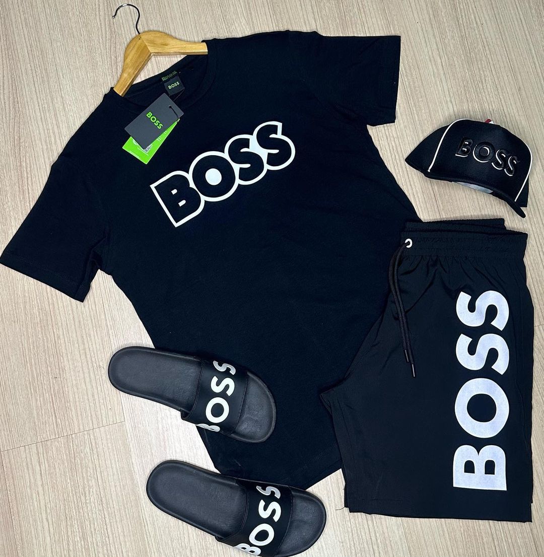 KIT BOSS COMPLETO ( CAMISA+SHORT+CHINELO+BONÉ