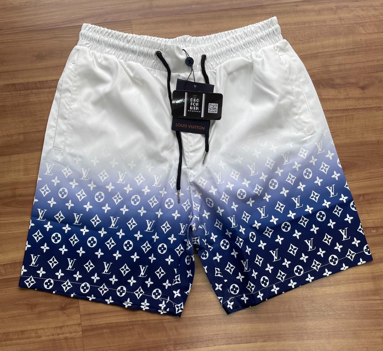 Conjunto Louis Vuitton Blue (Promoção Esquenta Black Friday) [CAMISA + BERMUDA + CHINELO]