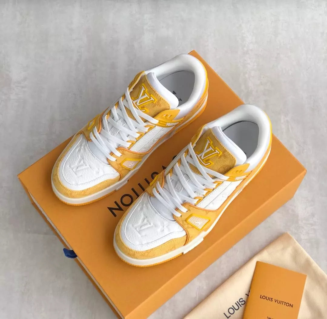 Louis Vuitton Trainer Yellow Monogram Denim White