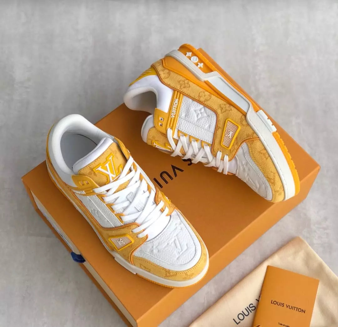 Louis Vuitton Trainer Yellow Monogram Denim White